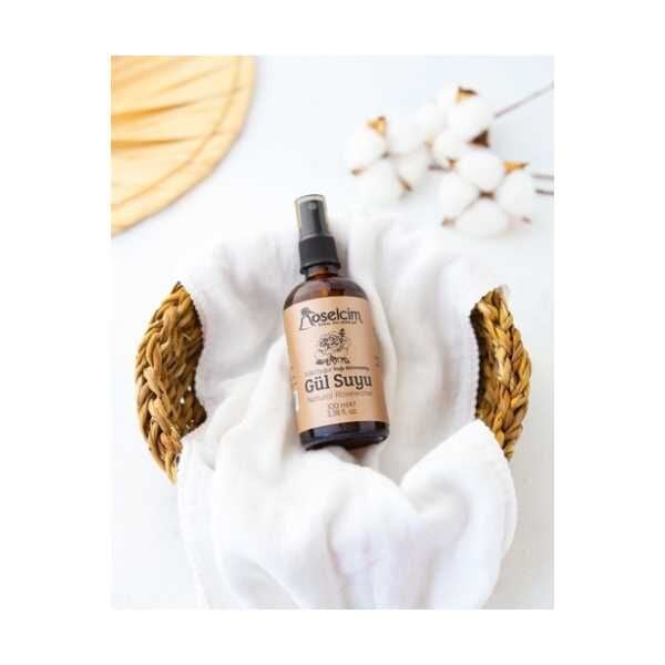 100 ml Yağı Alınmamış Doğal Gül Suyu -Cam Sprey Şişe (Gül Mayası)