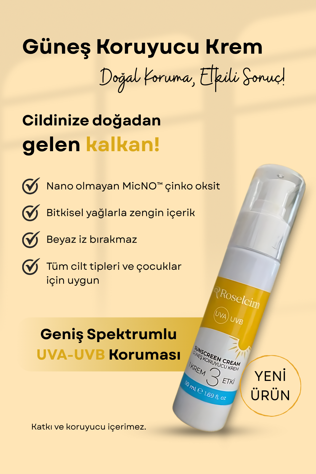 Güneş Koruyucu Krem (Mikno Çinko)50 Ml