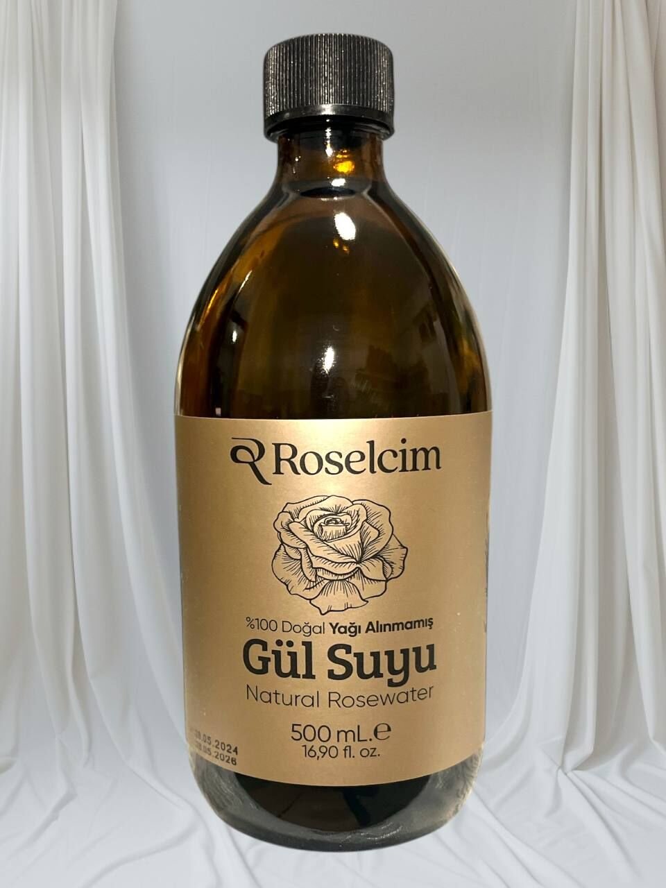 500 Ml Yağı Alınmamış Gül Suyu Cam Şişe